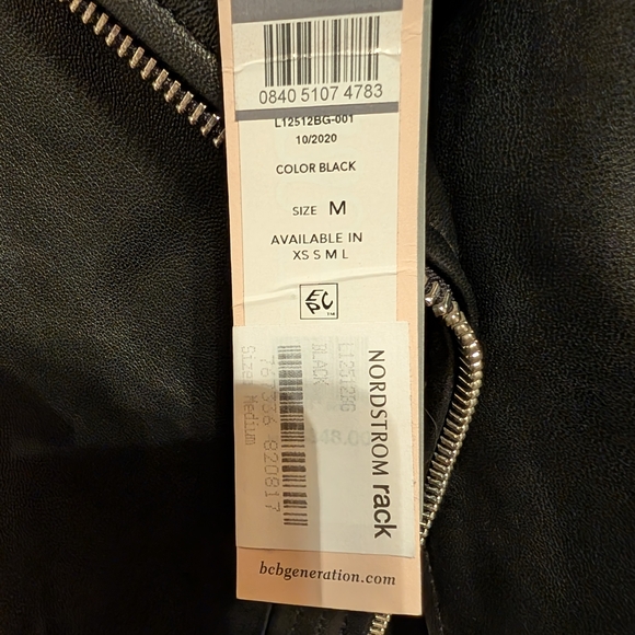 NWT BCBG Generation Black Leather Biker Jacket Size M - Picture 4 of 7